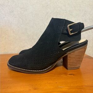 Cole Haan pippa Black Ankle Bootie Heels open back with stacked heel size 7